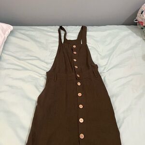 Garage Brown Button-Front Overall Dress